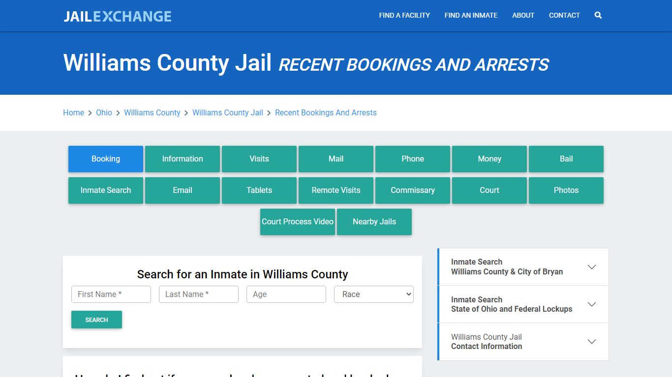 Williams County Jail OH Recent Arrests and Bookings - Jail Exchange