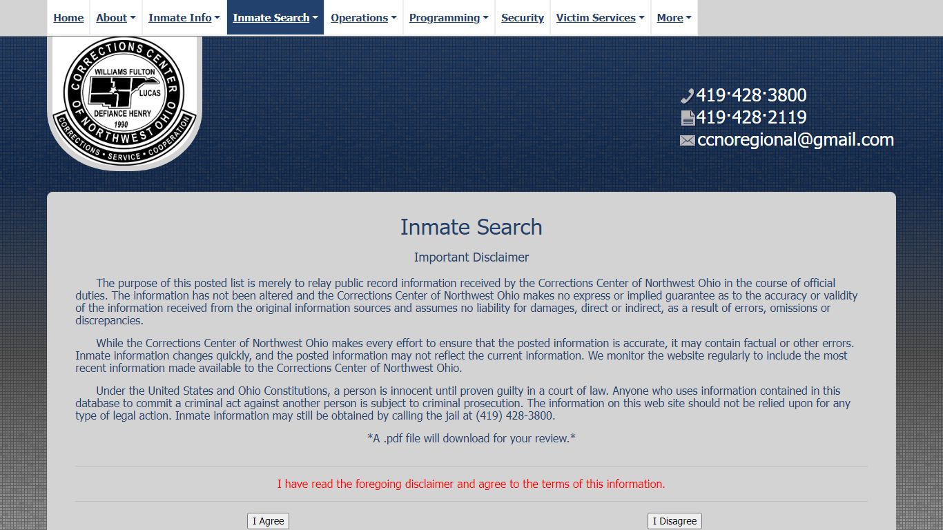 Inmate Search - CCNO